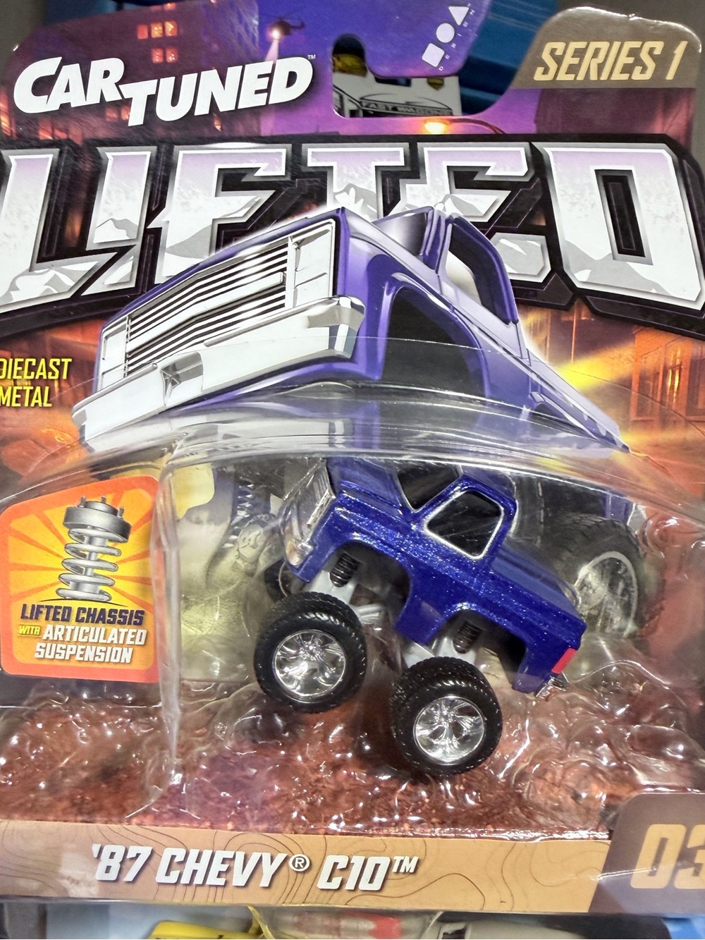 Lifted '87 Chevy C10 Kids Toy Truck - Purple